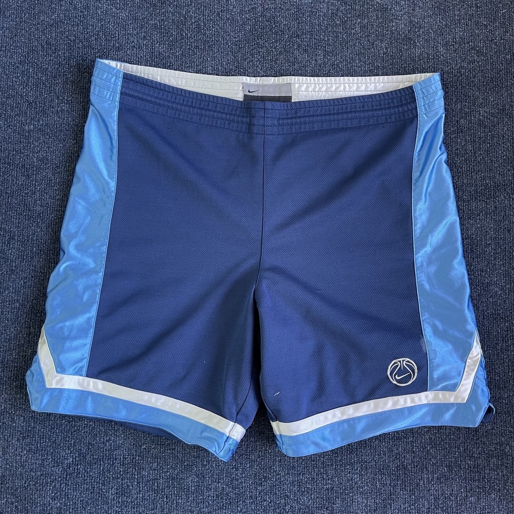 Y2K Nike Shorts Mens XXL Blue Basketball Elastic Waist Athletic Gym Colorblock